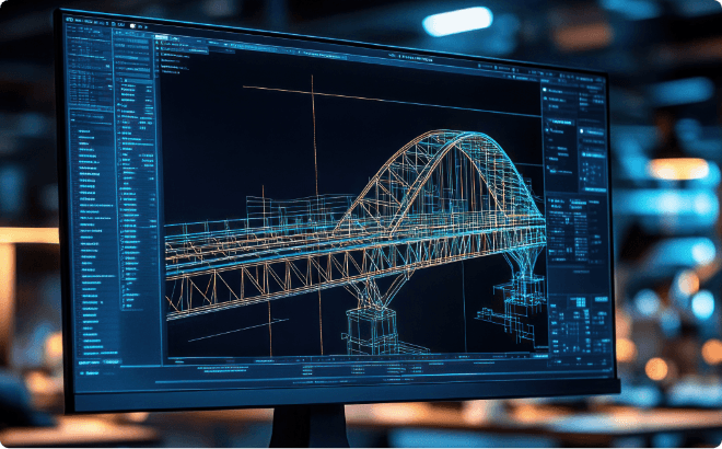 橋梁構造を三次元で作成・検討する3DCADによる土木設計モデル